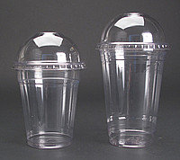 Пластиковые стаканчики с купольной крышкой 300мл (50штук)